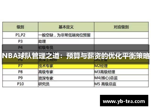 NBA球队管理之道：预算与薪资的优化平衡策略